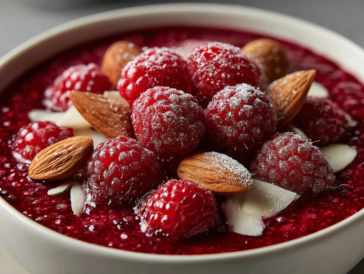 Raspberry Almond Protein Chia Pudding