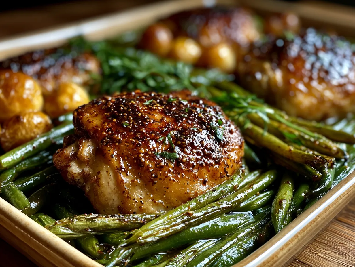 Sheet Pan Honey Mustard Chicken & Green Beans