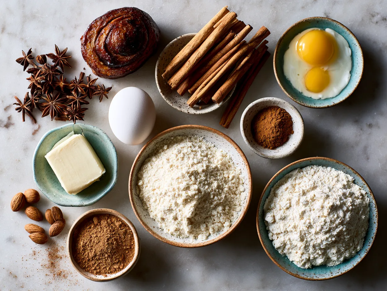 Ingredients for Skeleton Bone Cinnamon Roll laid out