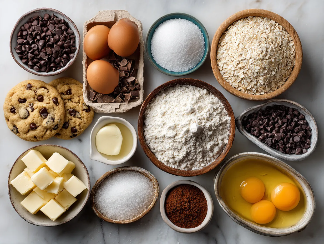 Ingredients for Soft Chewy Low Calorie Choc Chip Cookies