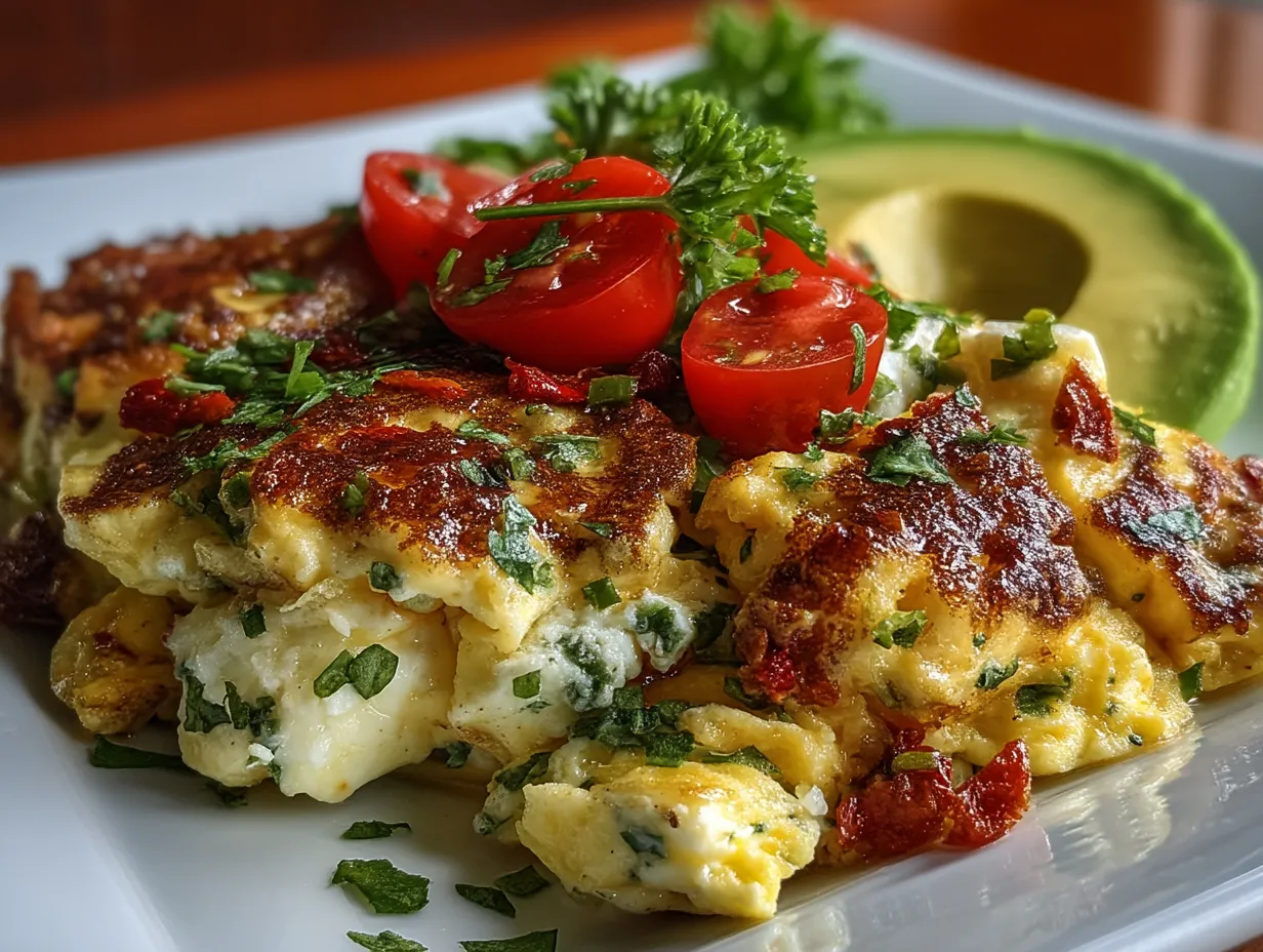 Serving Southwest Egg White Scramble with Avocado