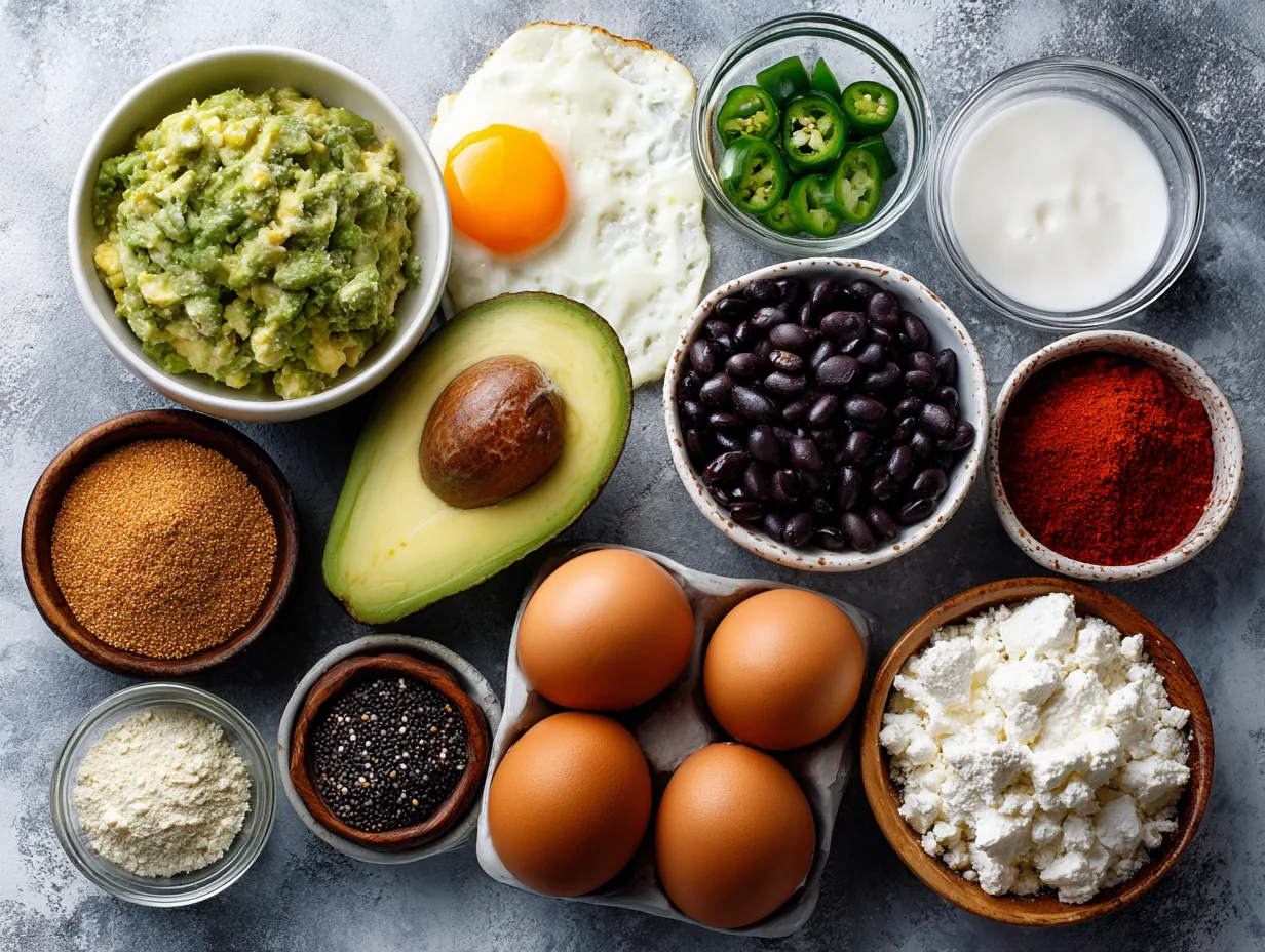 Ingredients for Southwest Egg White Scramble with Avocado