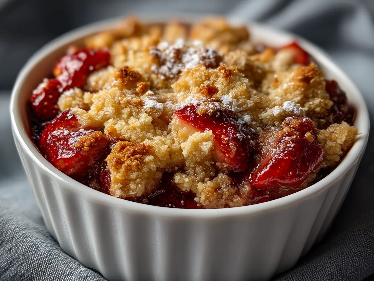 Serving suggestions for Strawberry Rhubarb High Protein Crisp with Greek yogurt and fresh mint