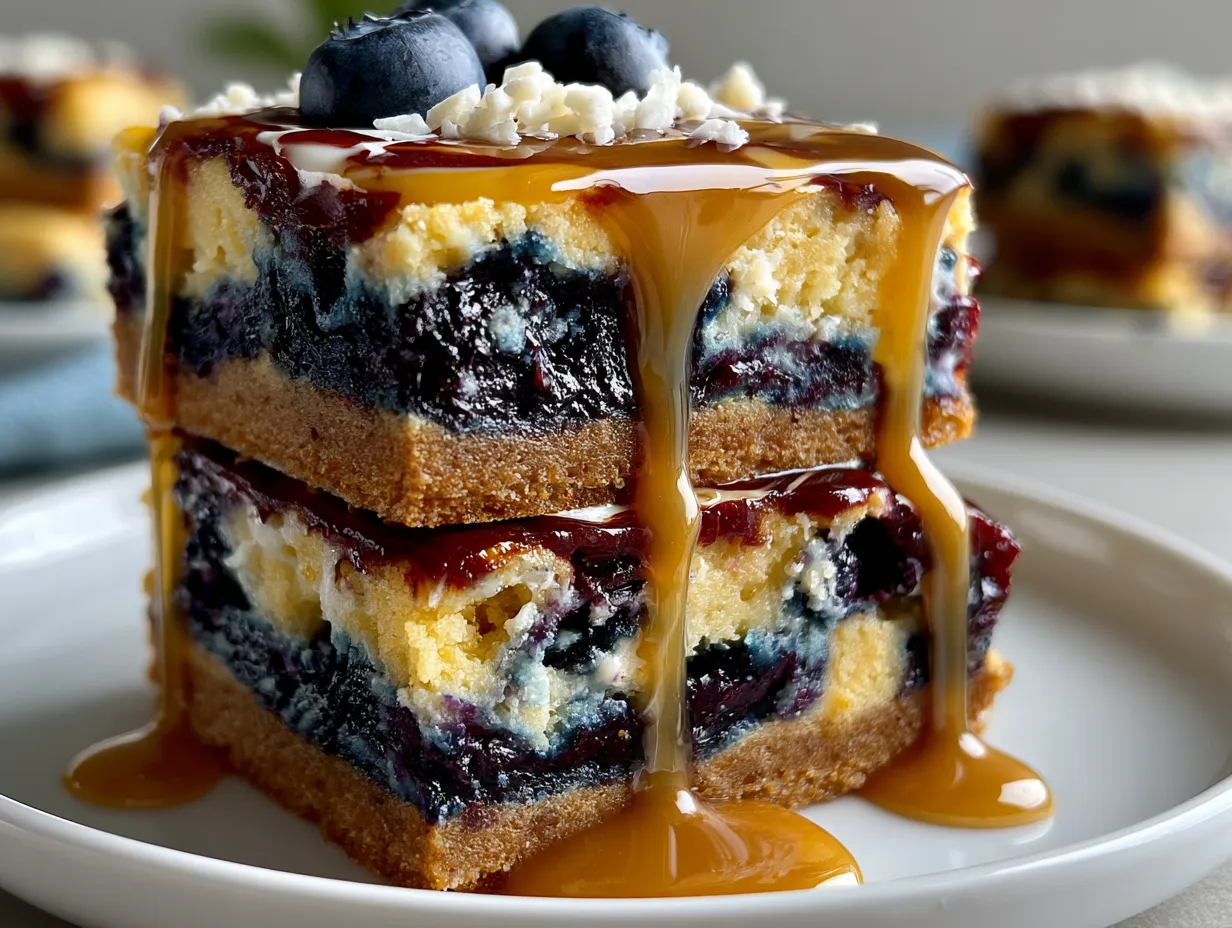 White Chocolate Blueberry Protein Blondies served and ready to enjoy